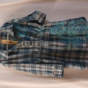 Live to be Spoiled Girls Shirt Dress Glitter detail flower print. Size M